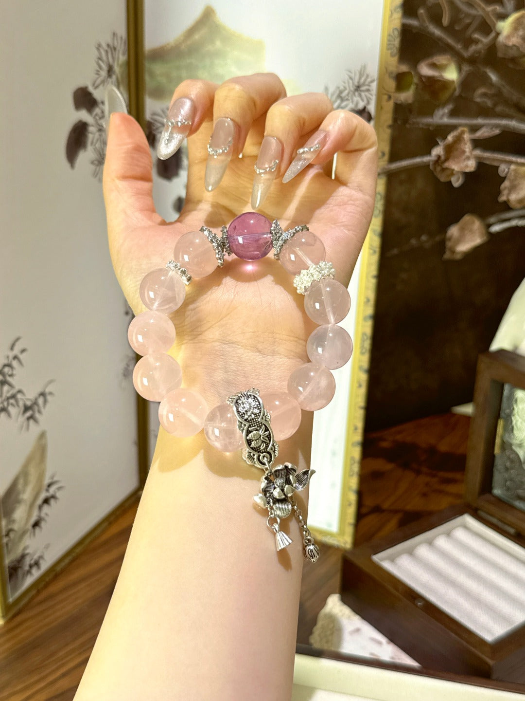 ▫️▪️ Pink crystal amethyst bracelet